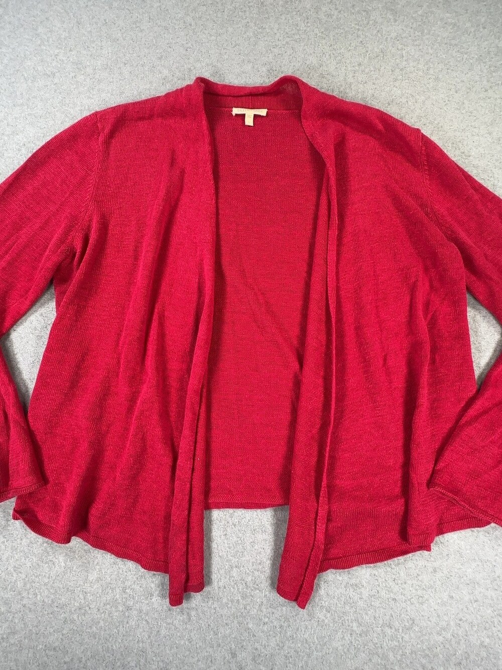 Eileen Fisher Open-Front Cardigan Sweater 100% Linen Red Women's Size Large
